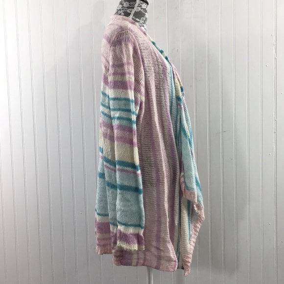 Lane Bryant Blue Purple Striped Drape Cardigan Sweater Womens 18/20 Cozy - Picture 2 of 12